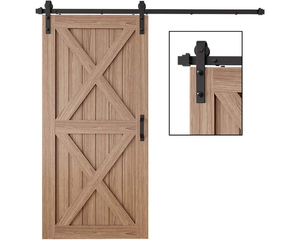 Barn door hardware track support bracket mounted