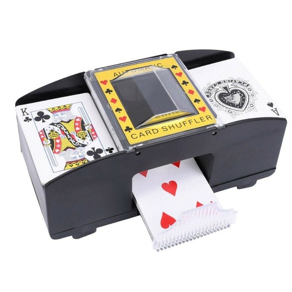 Card shuffler with battery compartment