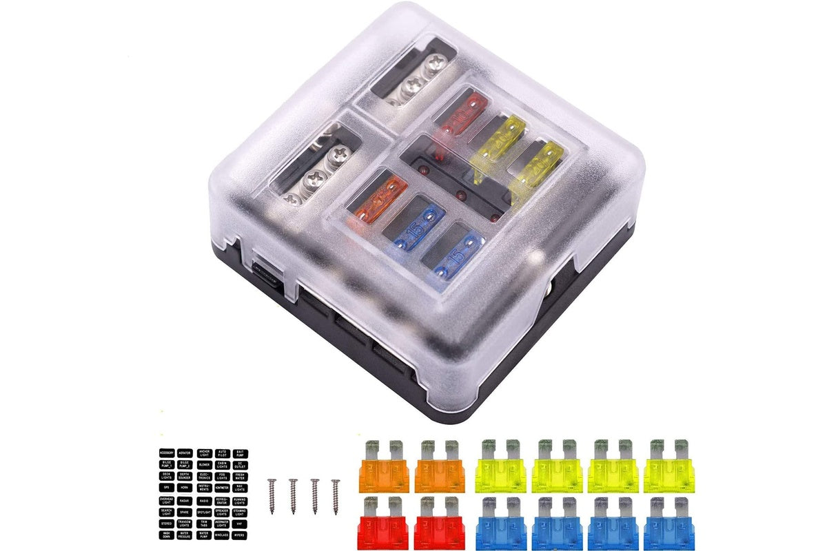 Blade fuse block showing LED indicator light