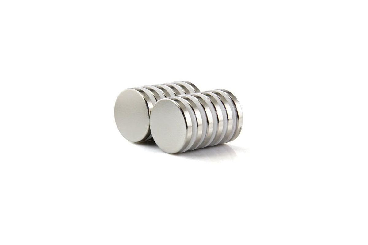 Rare earth magnets 20mm diameter 10 pack side view