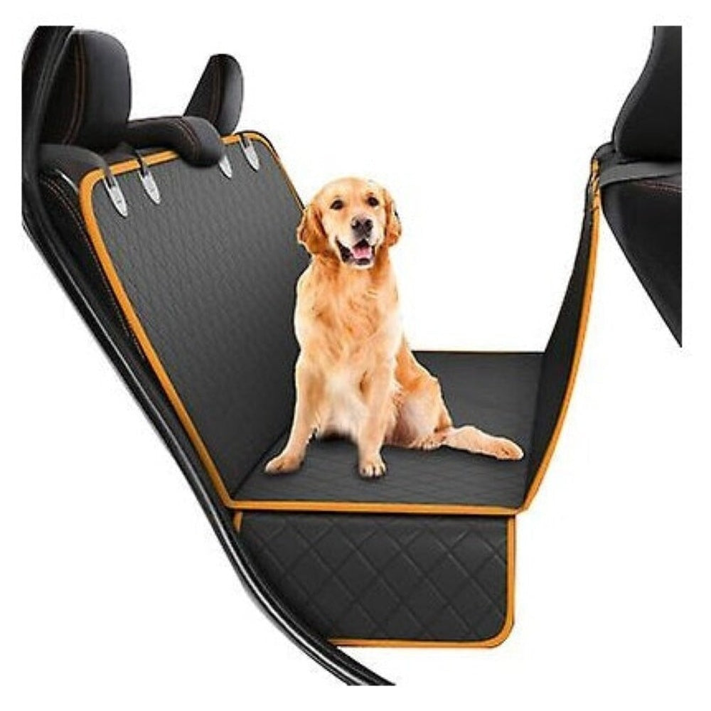 Pet car seat cover hammock in black waterproof Oxford fabric