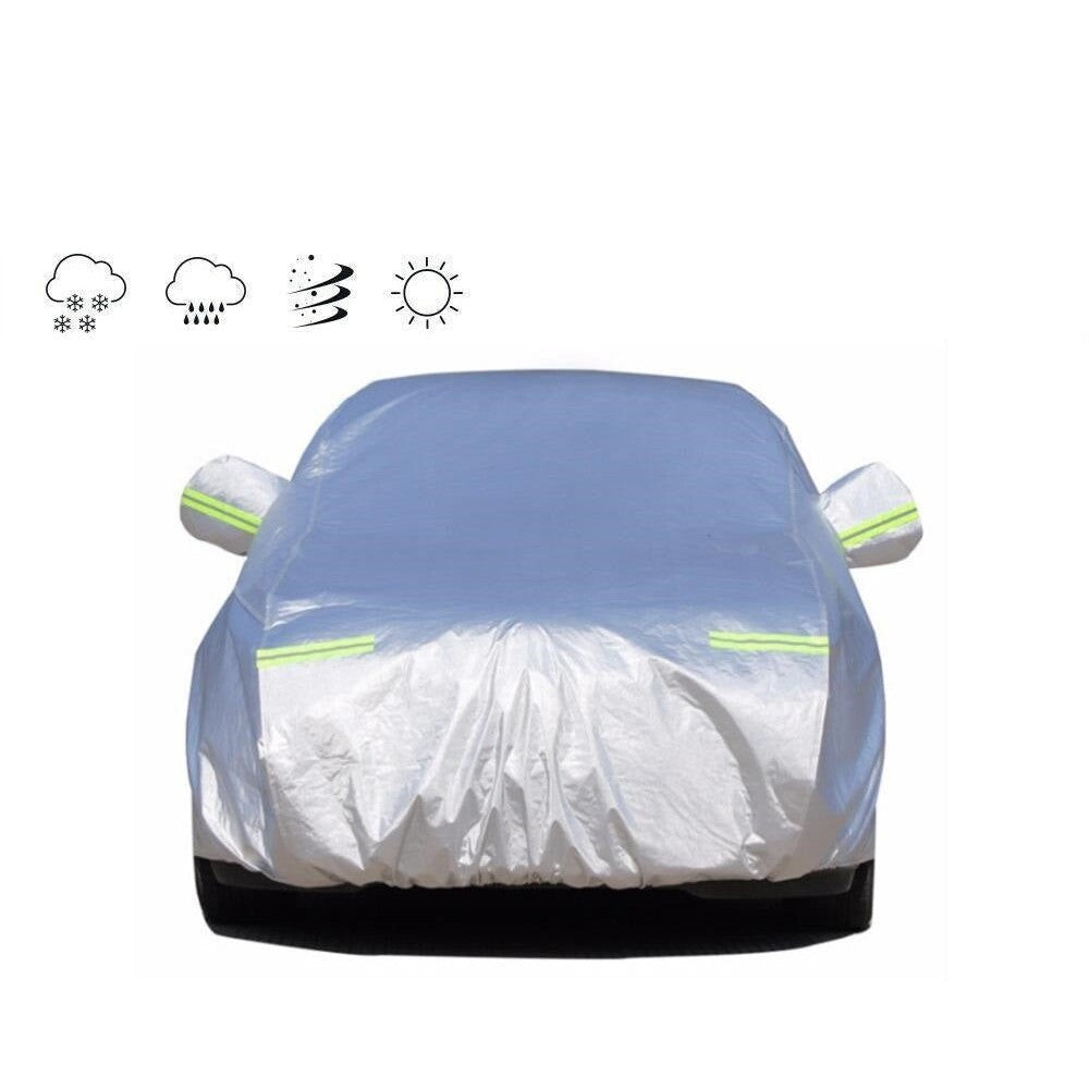 Car cover side zipper opening with reflective warning strips