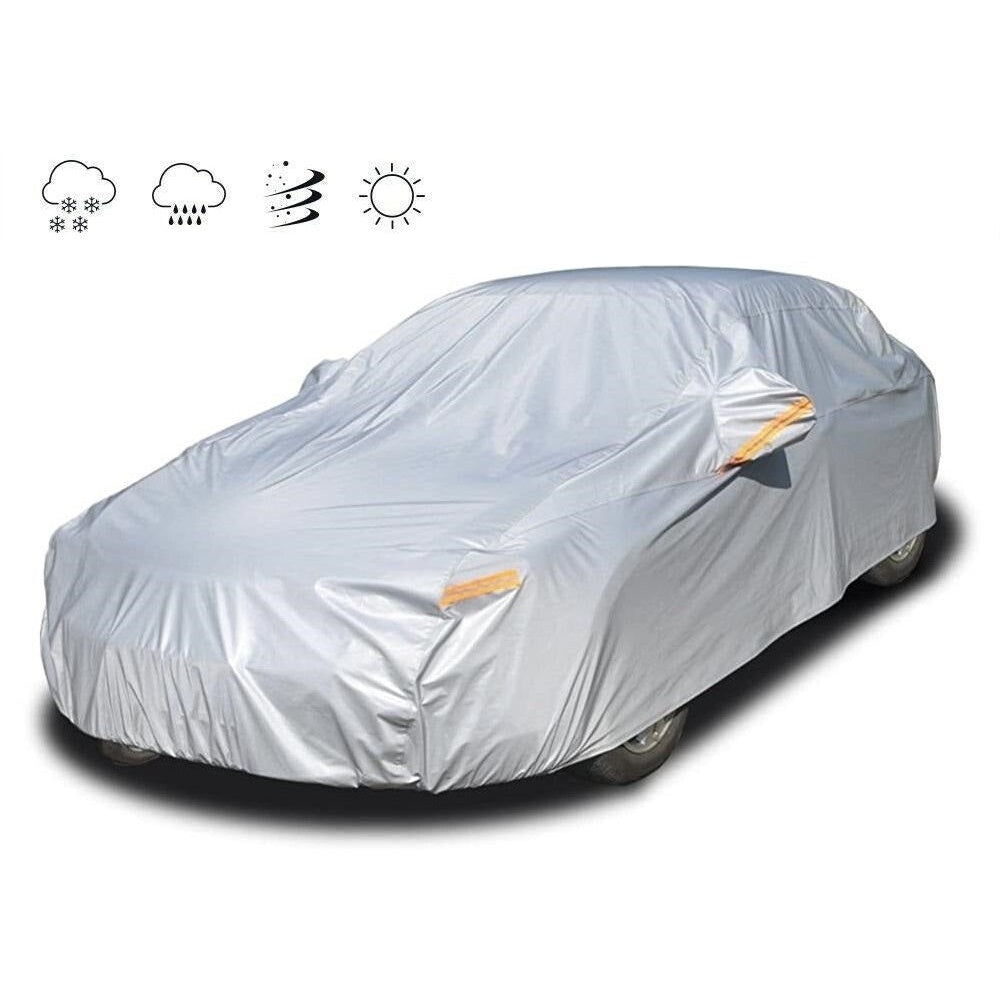 Car cover protecting vehicle from sun and rain