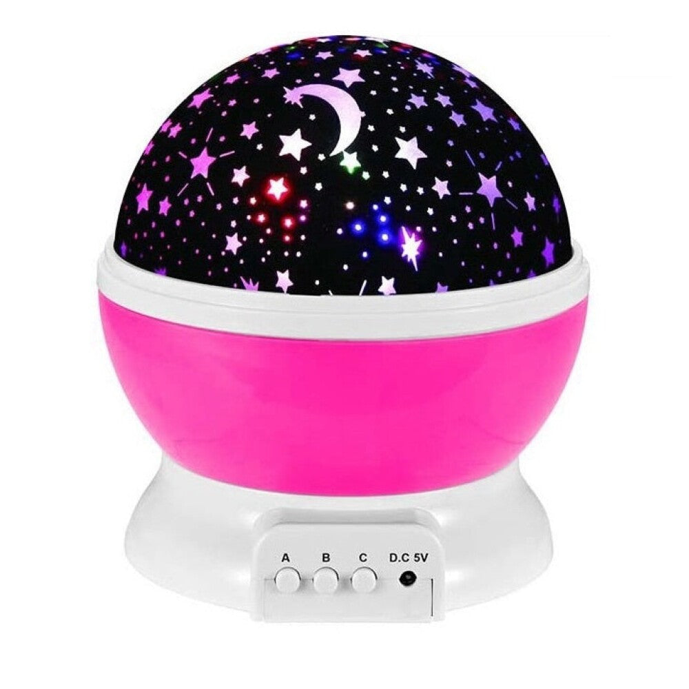 Side angle of night light projector with LED lights on