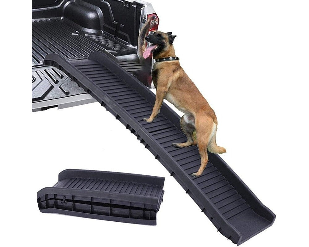 Dog ramp showing lightweight design and handle