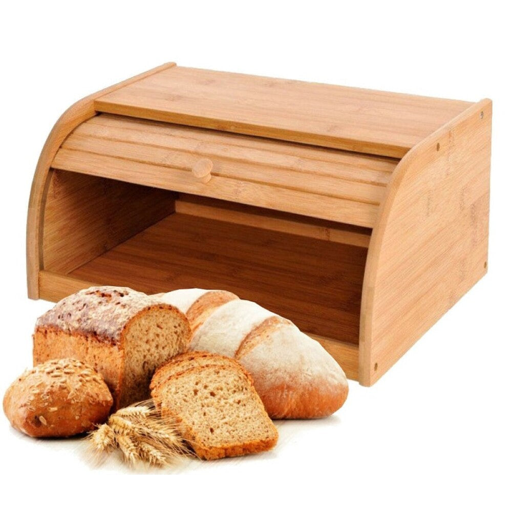 Bread bin used as storage for jars on top