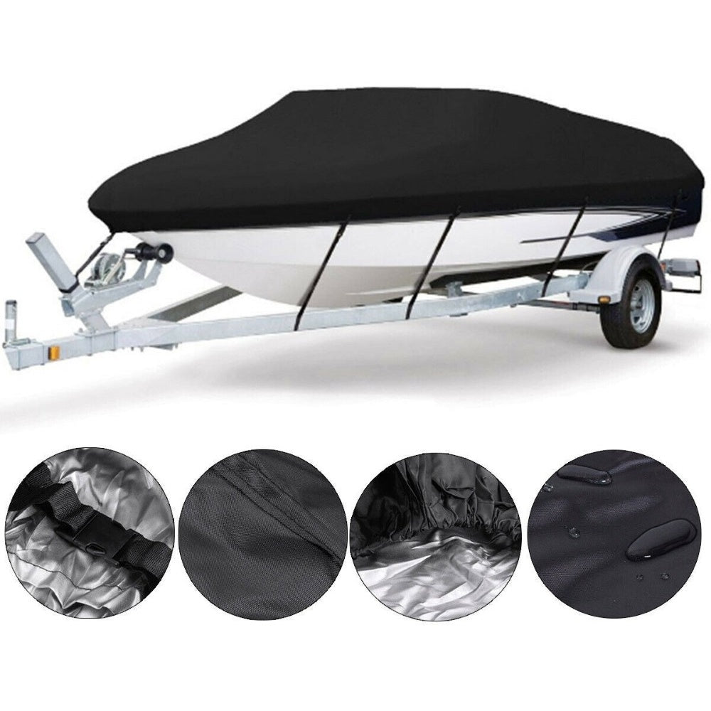 Black boat cover 600D Oxford cloth for 14-16ft boat