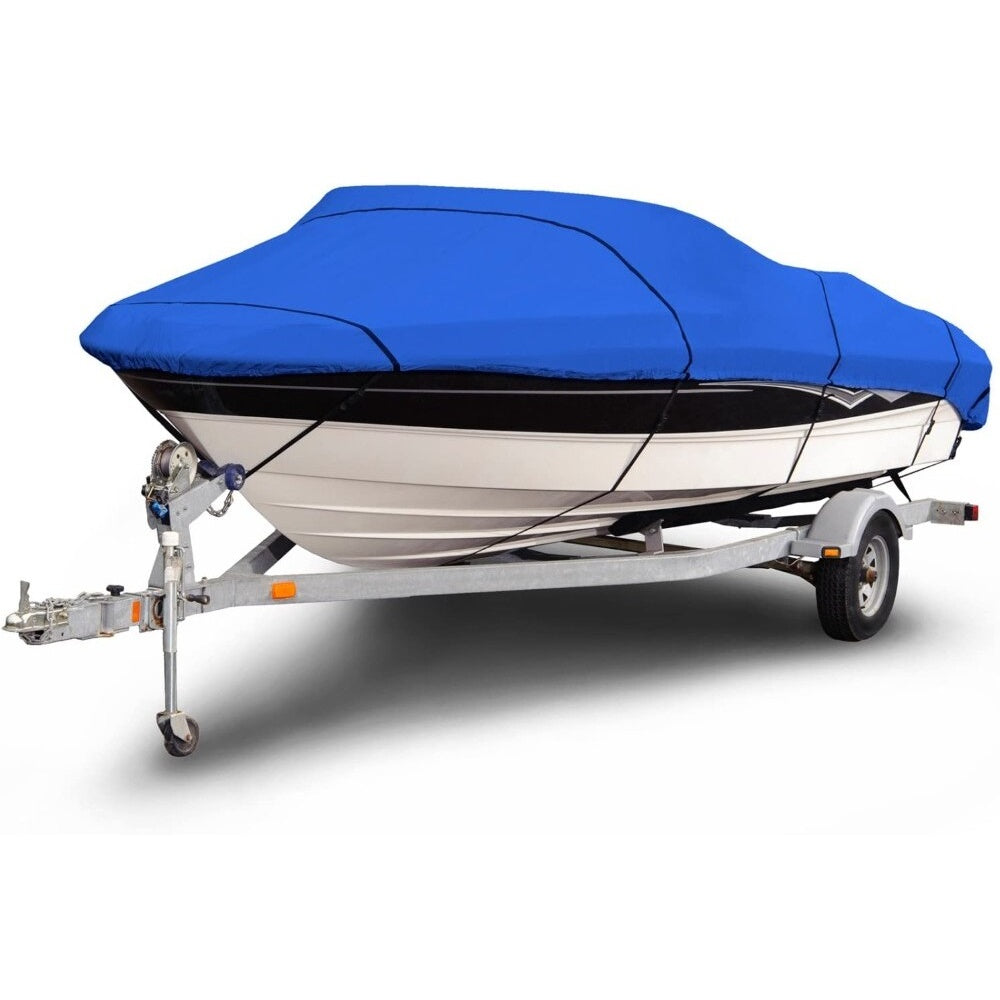 Side view showing elastic hem on boat cover