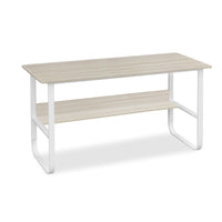 Thumbnail for Computer desk with white powder-coated metal frame and oak top