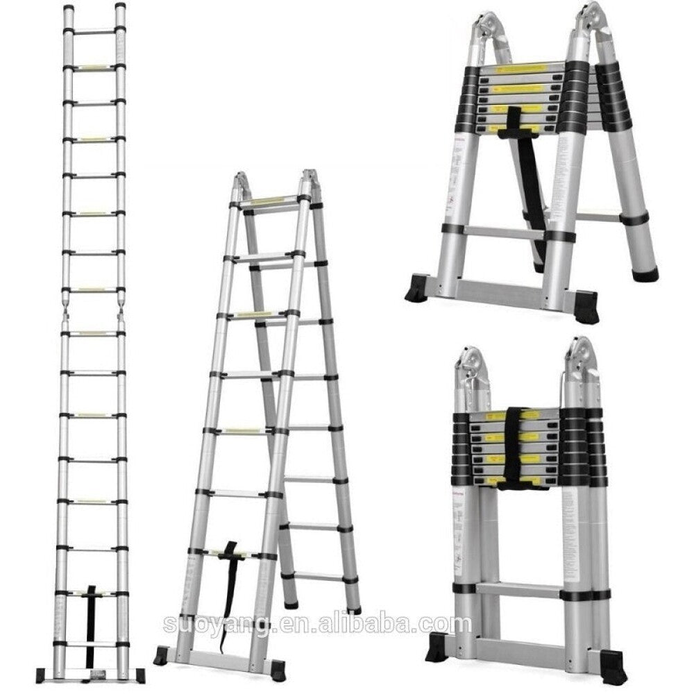 5m telescopic ladder fully extended outdoors
