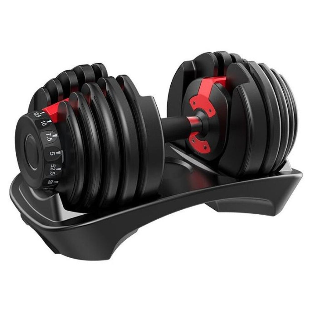 Adjustable dumbbell showing ergonomic design