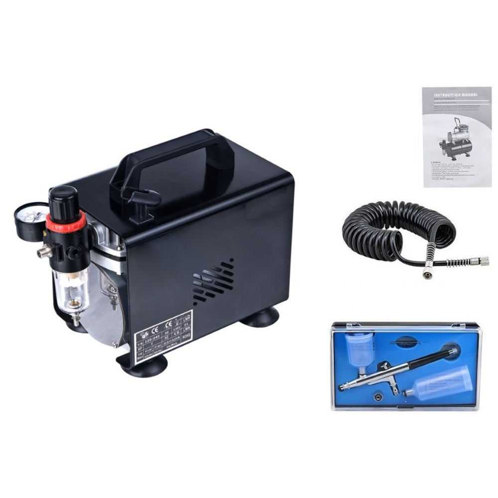 Air brush compressor in use with airbrush tool