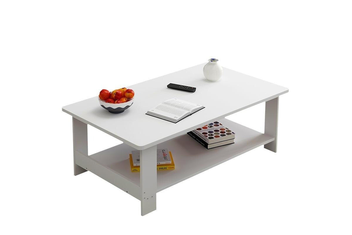 Side view of multifunction coffee table with storage