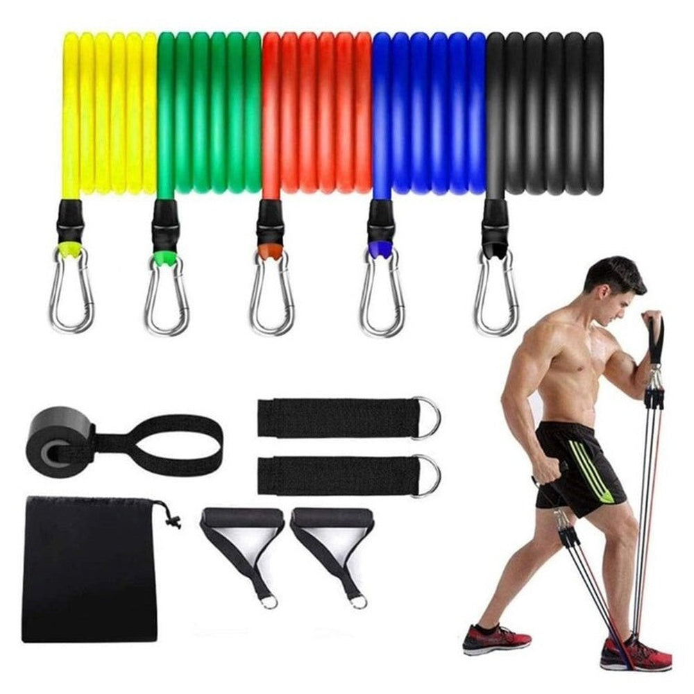 Fitness resistance bands set with 5 rubber bands