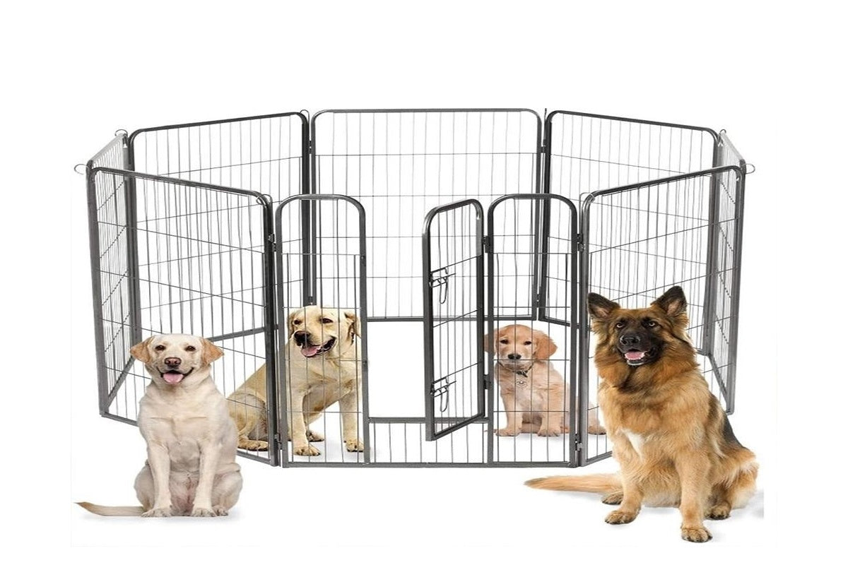 Metal frame dog playpen with lockable front door