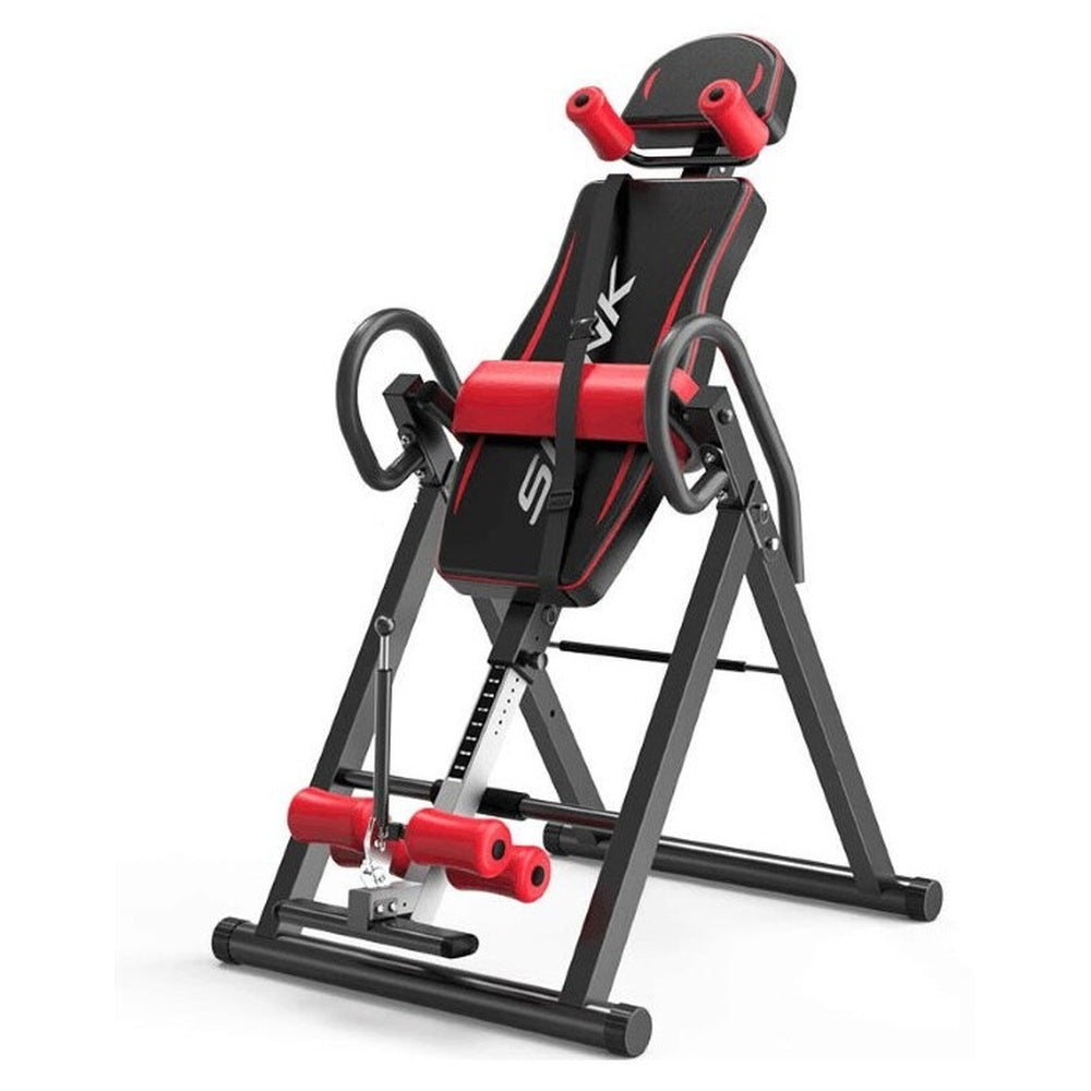 Heavy duty inversion table with black and red colour