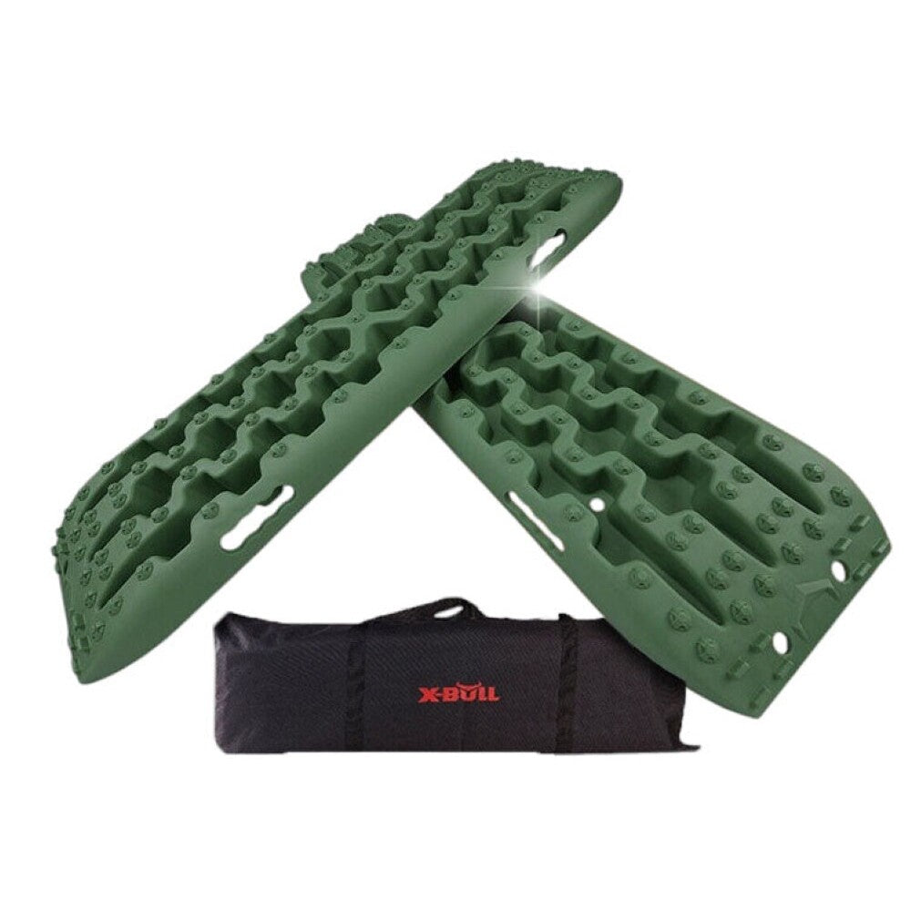 X-BULL recovery tracks green nylon material close-up
