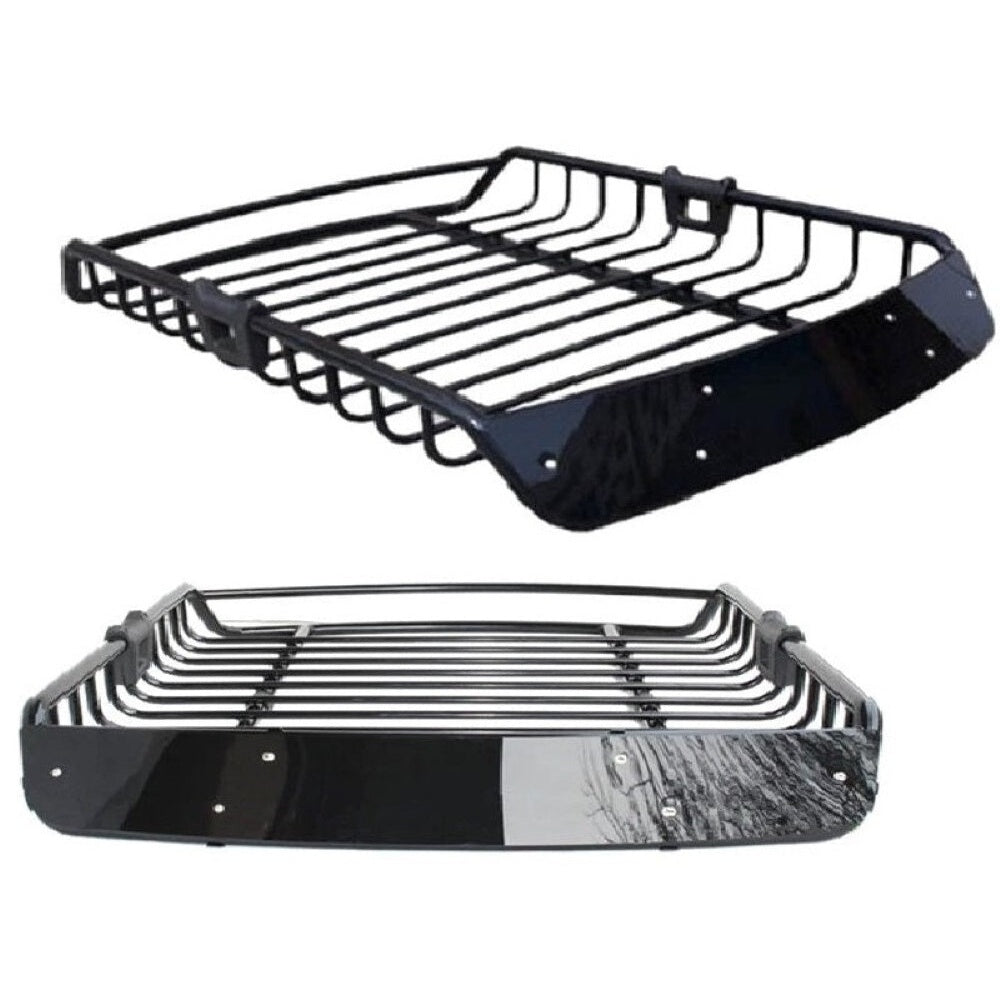 Universal roof rack basket full front view black