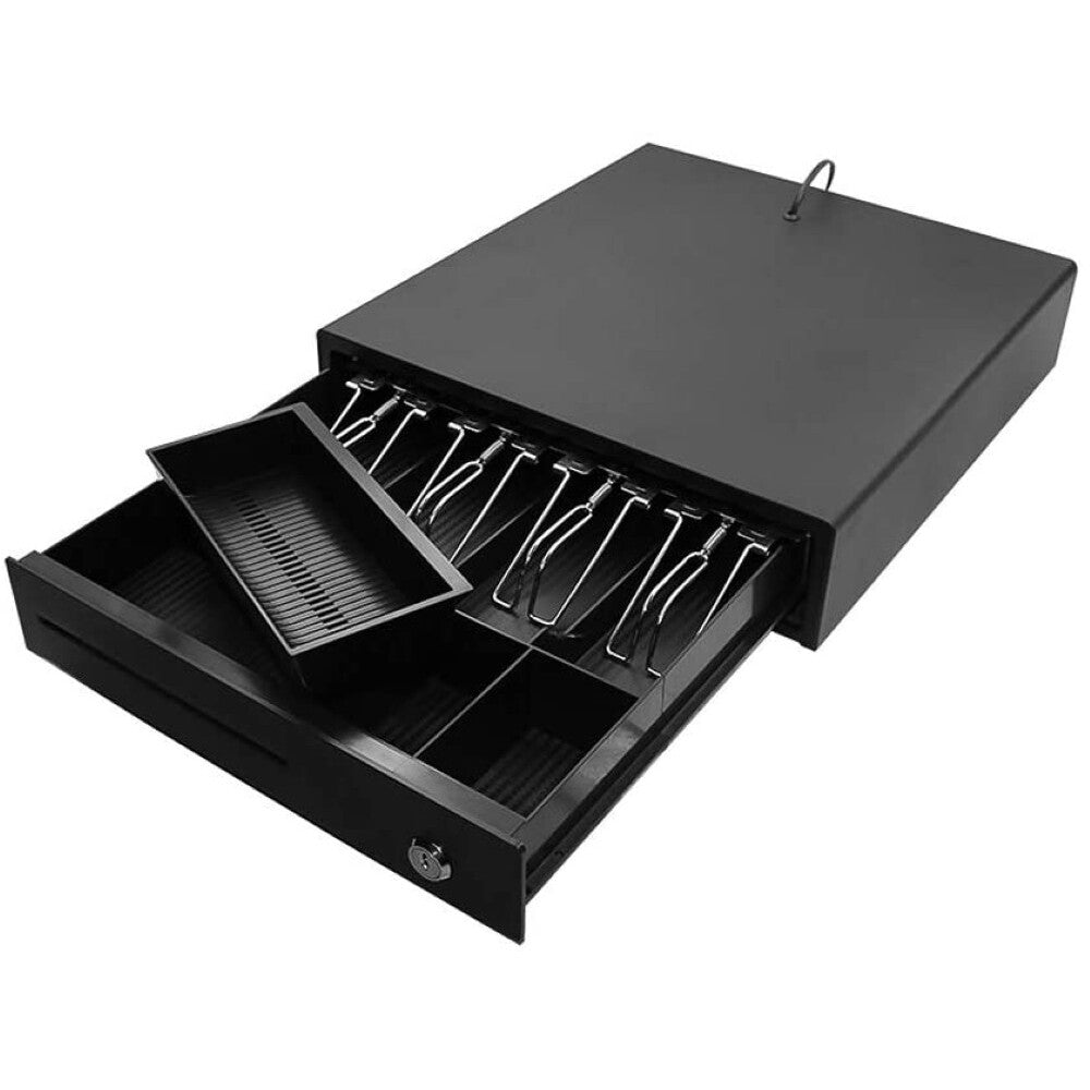 Cash drawer showing three-gear lock mechanism