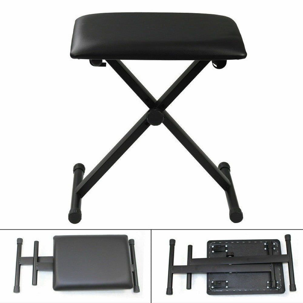 Adjustable keyboard piano stool with black folding frame