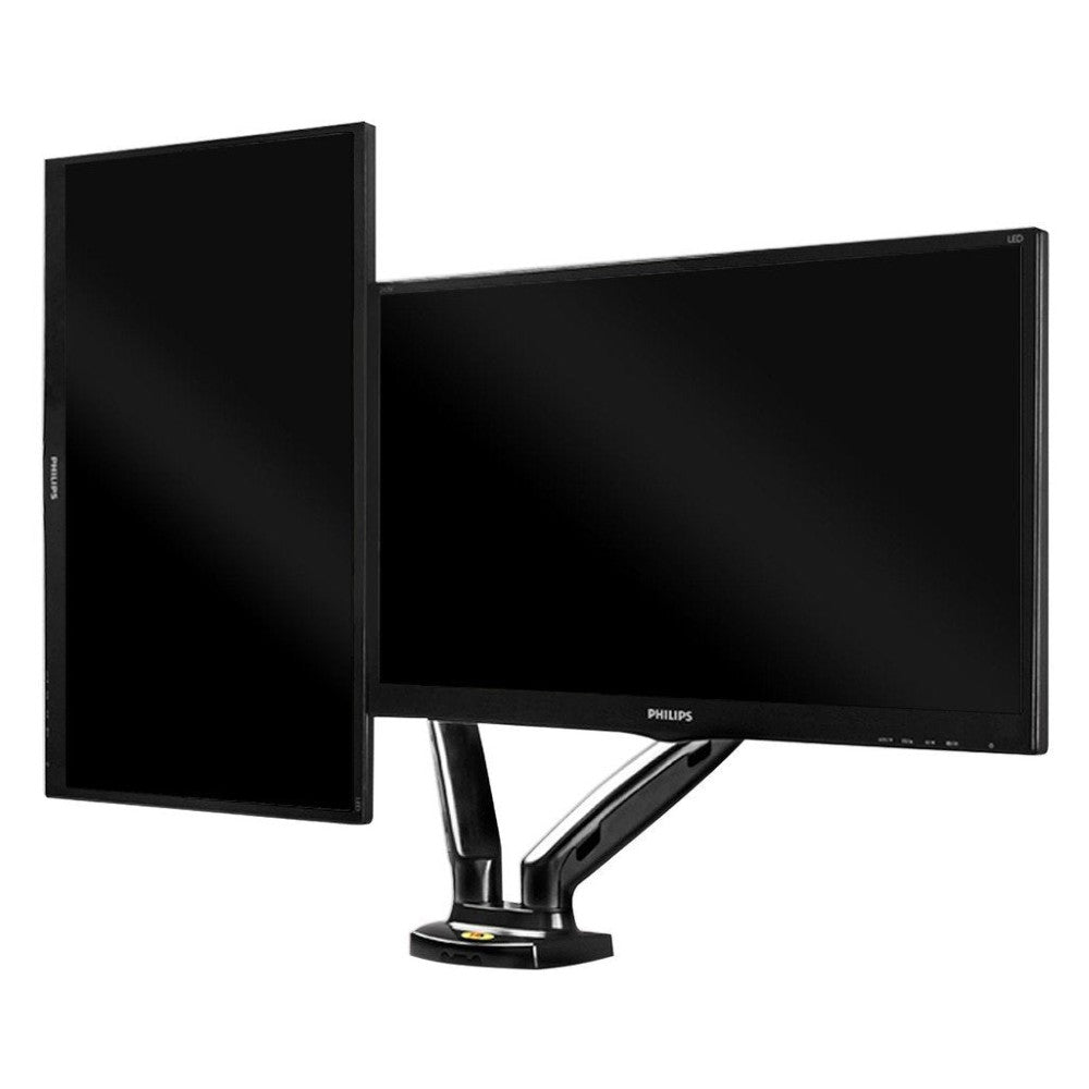 Dual arm monitor stand hydraulic black aluminium alloy
