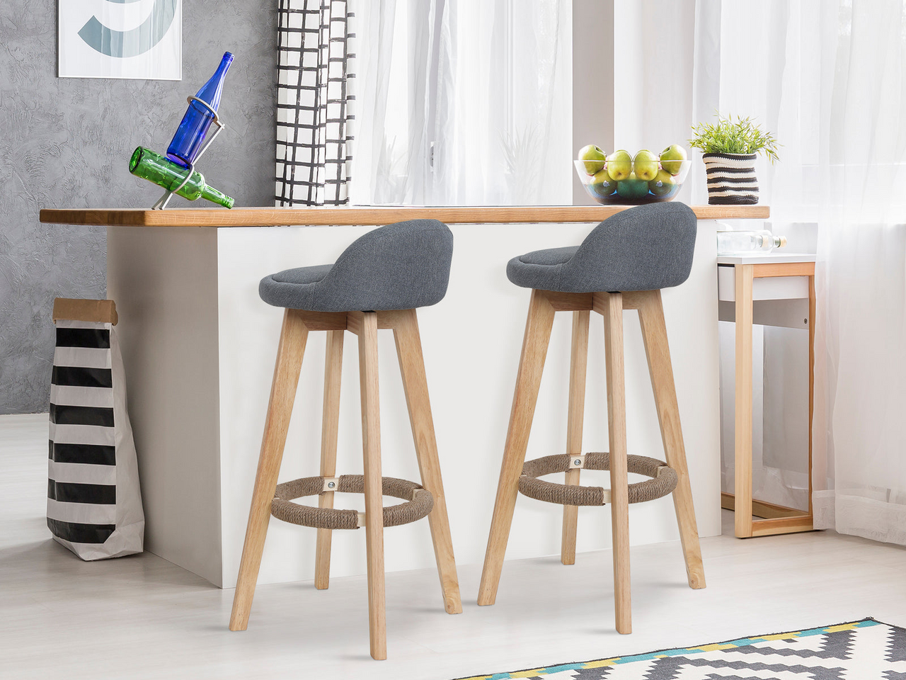 Bar Stools Chair 360 Degree Swivel gray