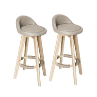 Thumbnail for Bar Stools Chair 360 degree swivel beige fabric seat front view