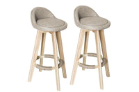Thumbnail for Side angle of beige bar stool with chrome footrest