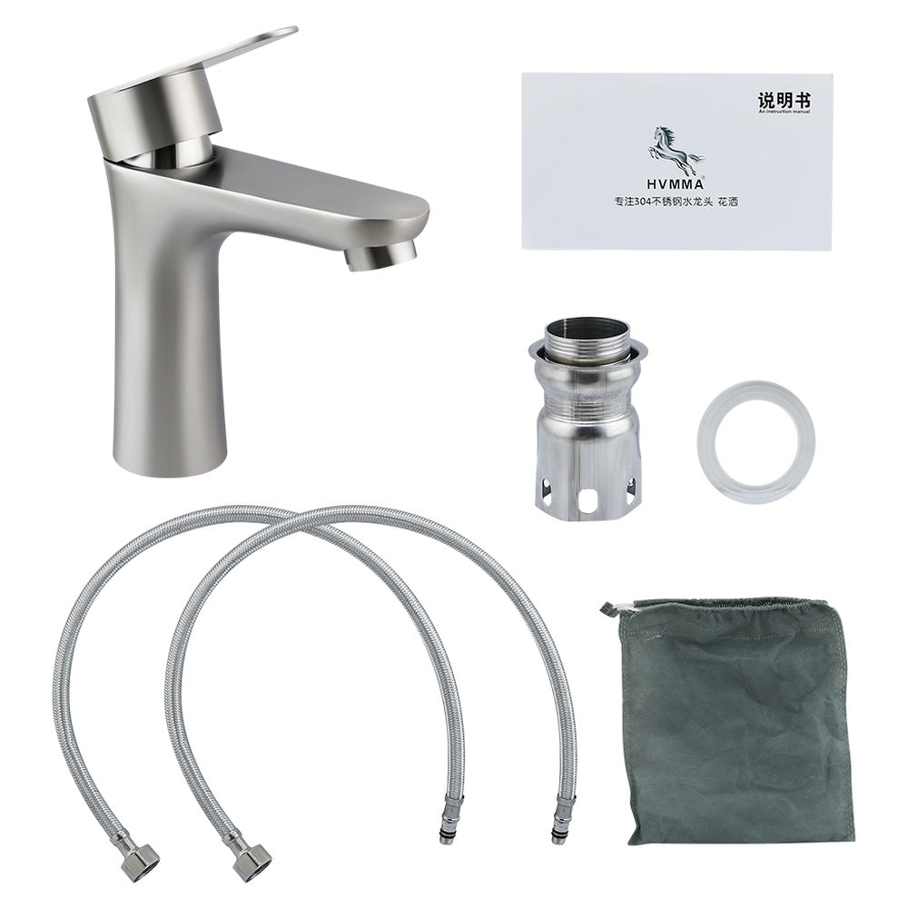 Basin tap with inlet and outlet pipe connections