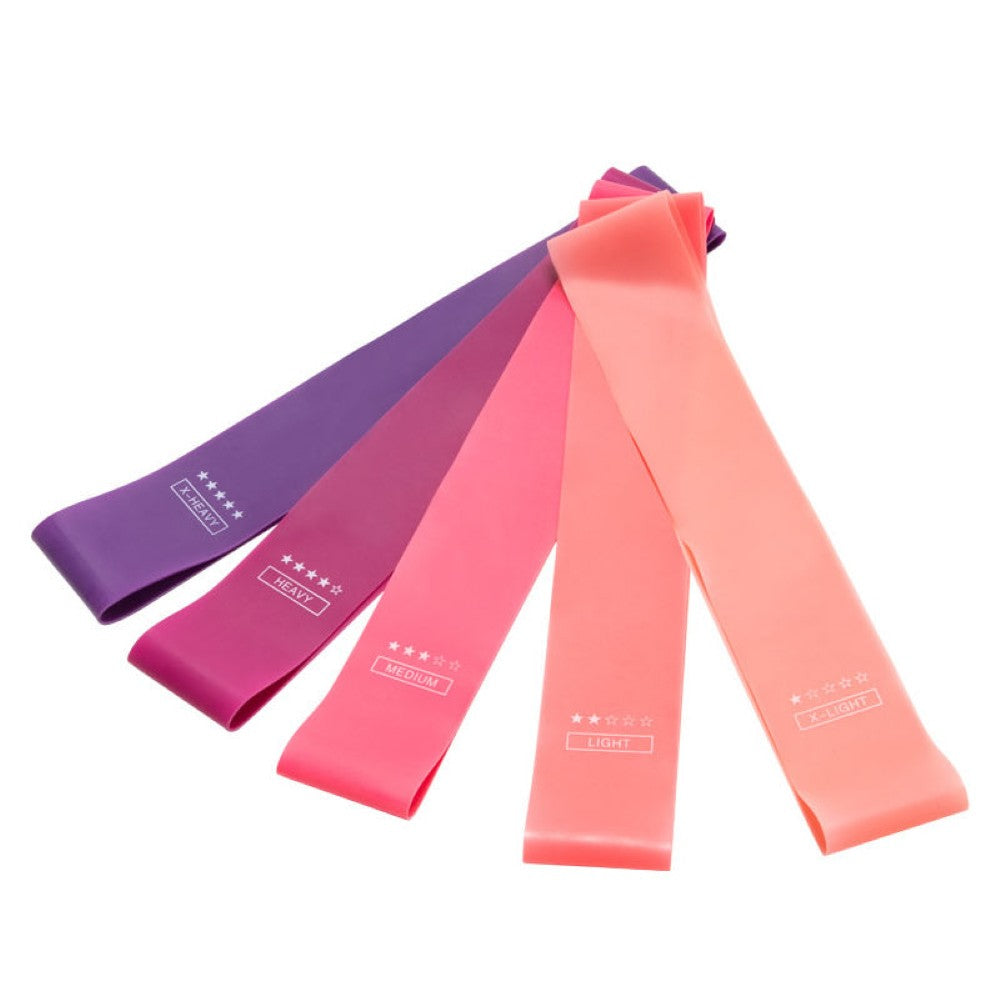 Resistance band 5 piece set with 5 colours