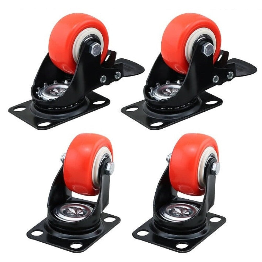 Caster wheels locking brake engaged