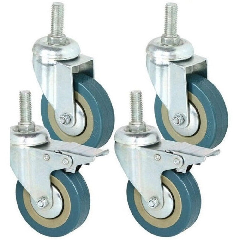 Caster wheels kit laid out on floor