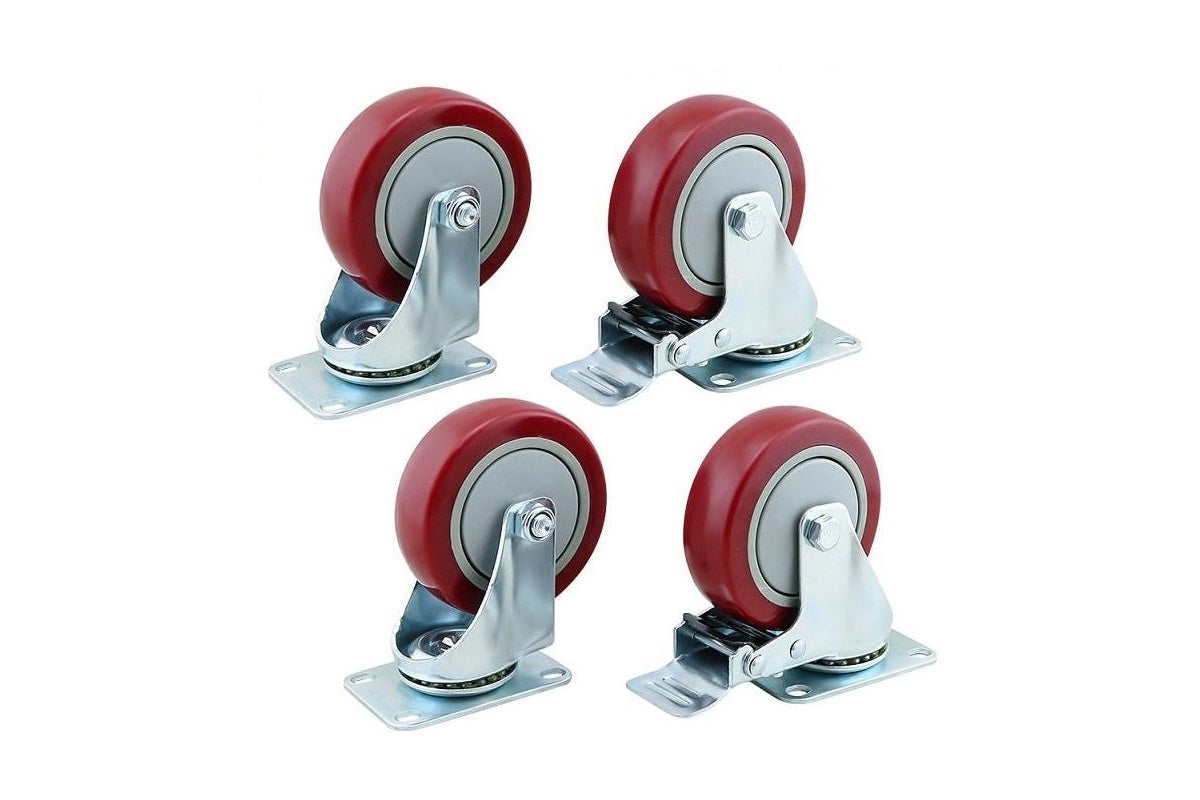 Heavy duty caster wheel with locking brake close-up