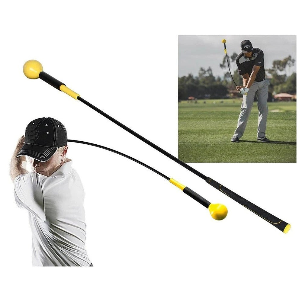 Golf swing trainer in outdoor setting