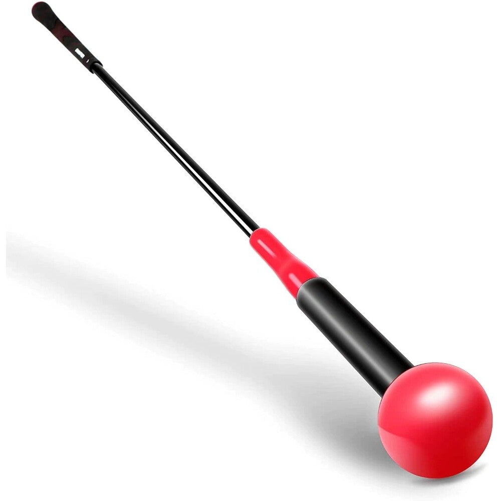 Golf swing trainer showing flexible shaft