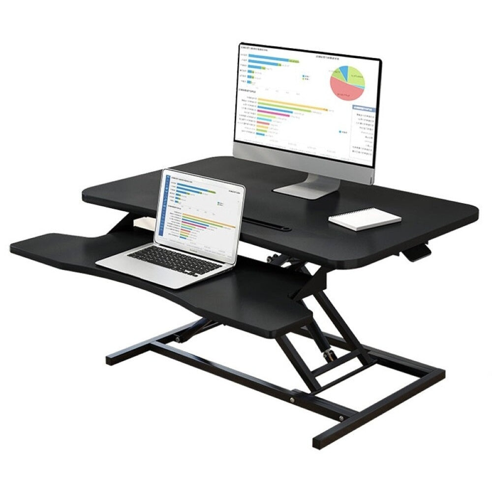 Desk table showing height adjustment range