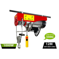 Thumbnail for Electric hoist winch 500kg 12m with steel cable and hook