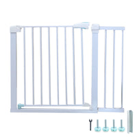 Thumbnail for Baby safety gate installed in doorway with brown finish