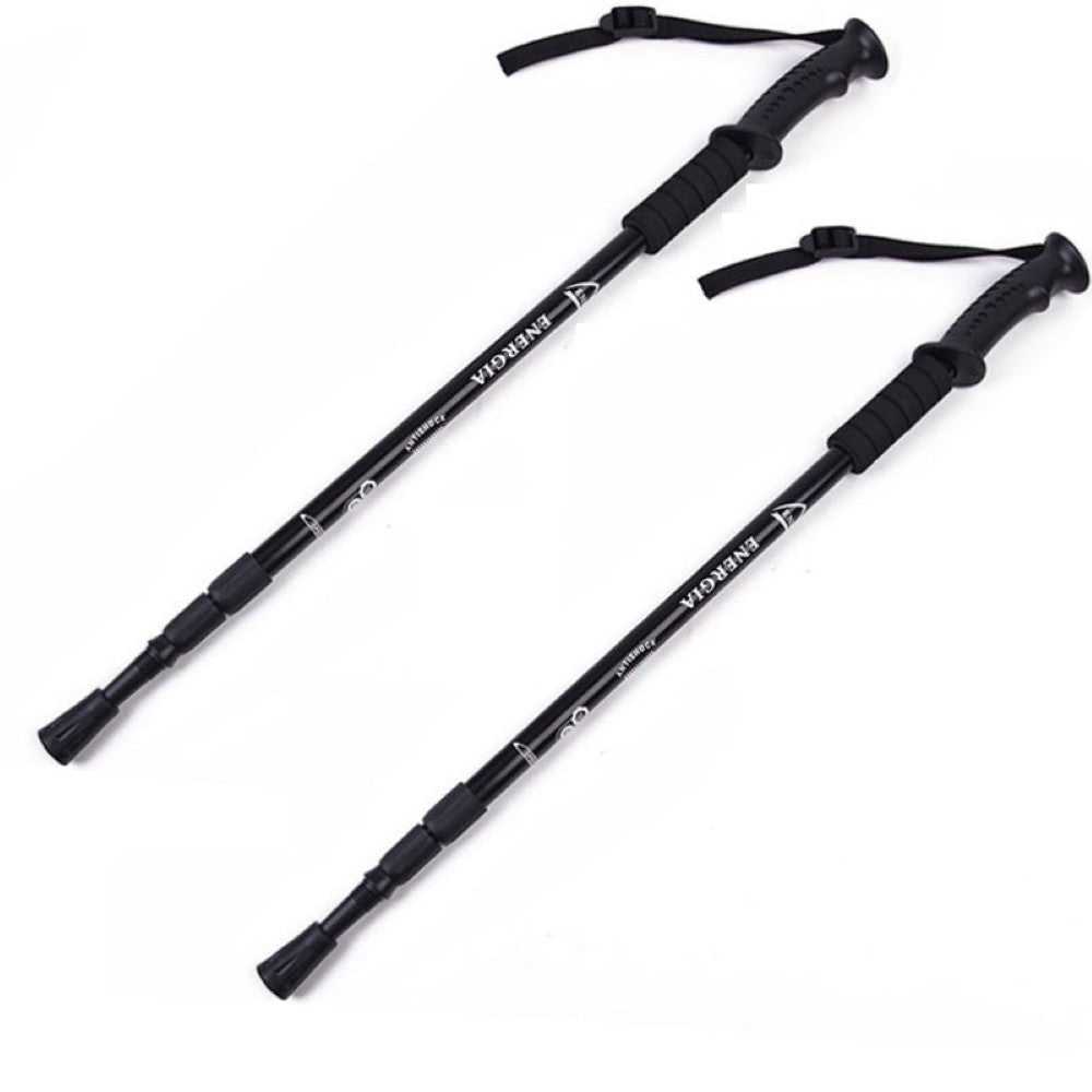 Black trekking poles pair aluminium with foam handles