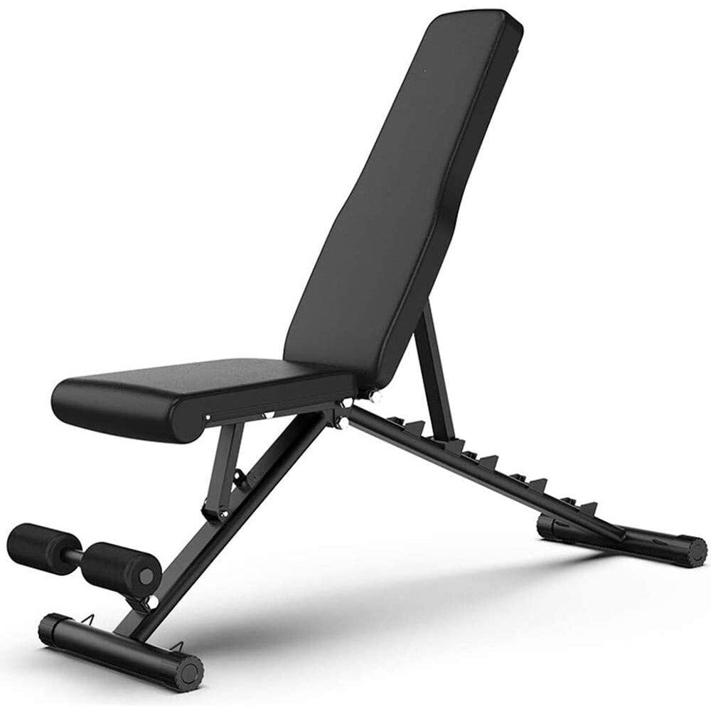 Adjustable weight bench with steel frame