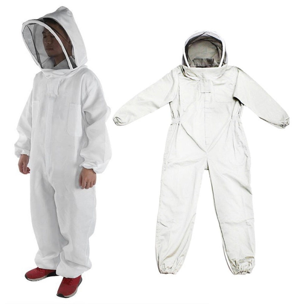 Beekeeping suit hooded veil XXL white colour for bee protection