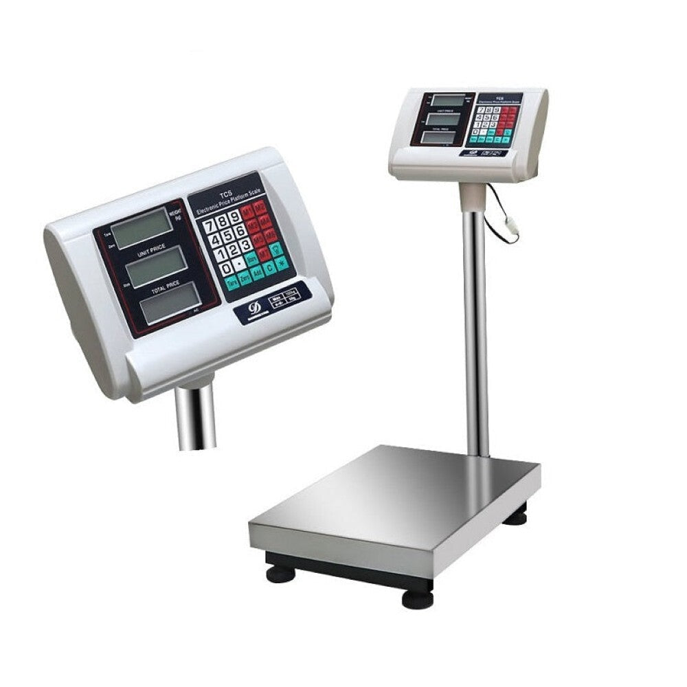 Electronic digital platform scale silver stainless steel platform top view