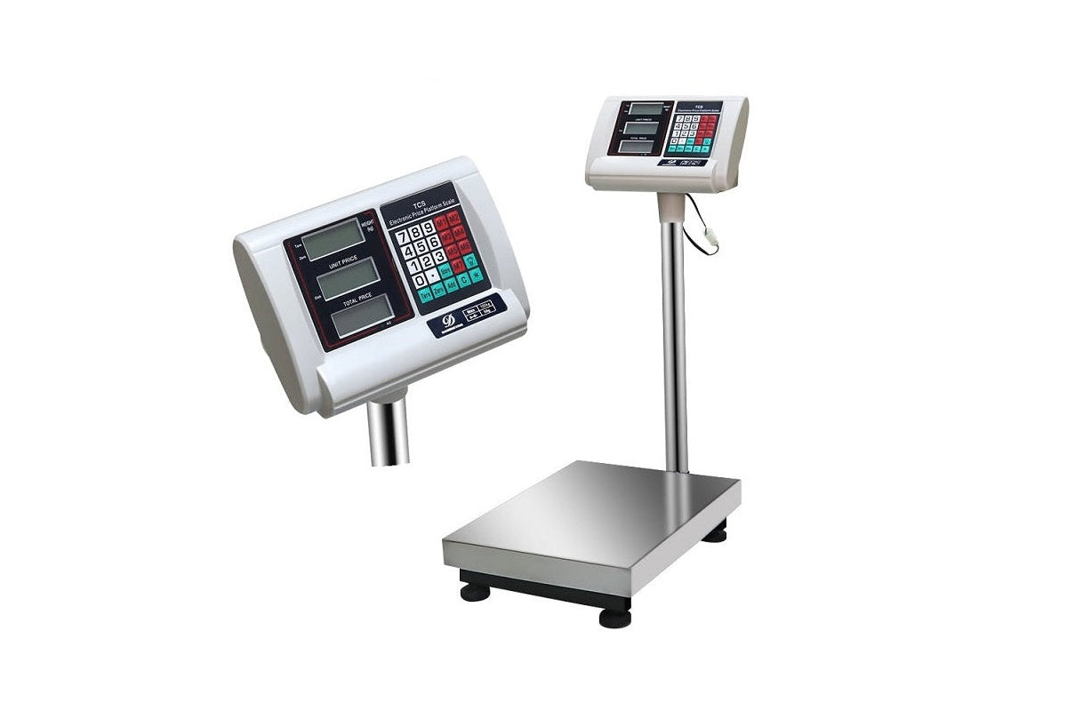 Close-up of LED display on digital platform scale 200kg