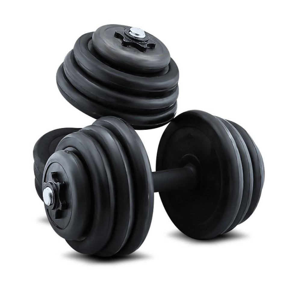 Adjustable dumbbells 2x10kg iron and rubber plates