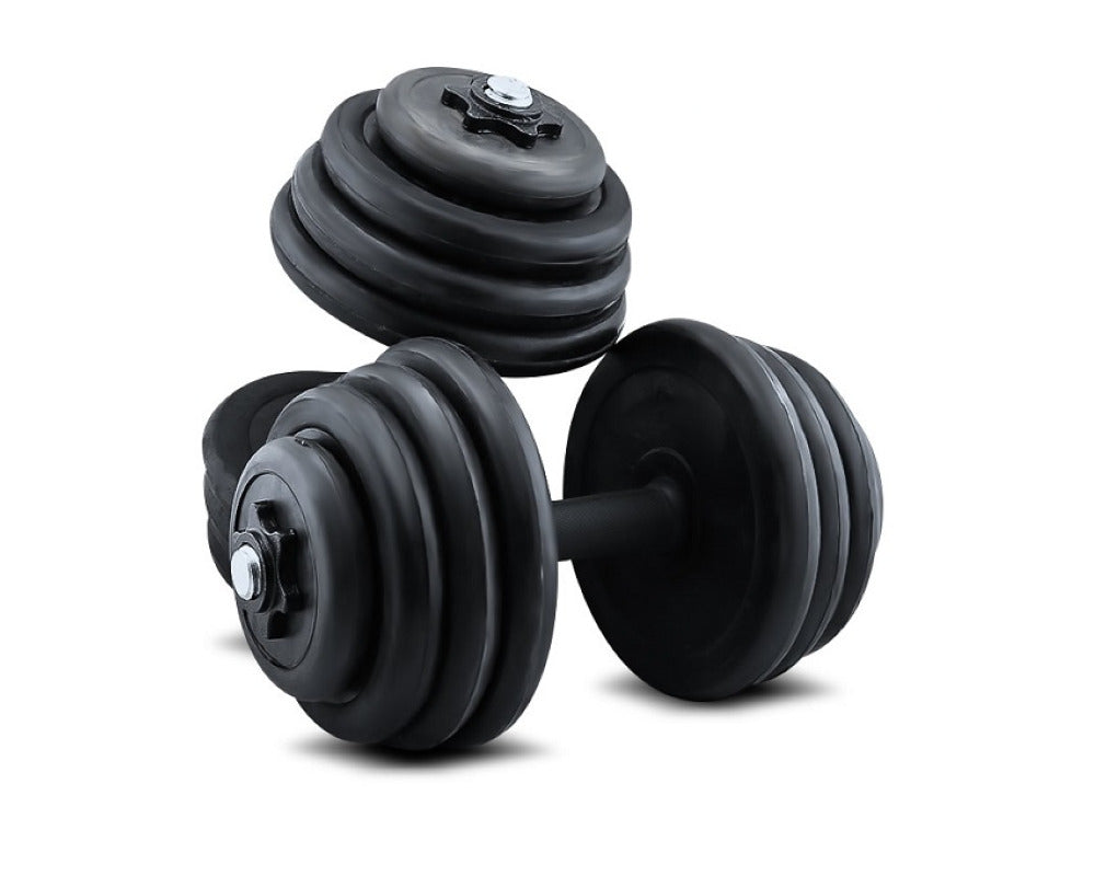 Dumbbells showing weight plate combinations