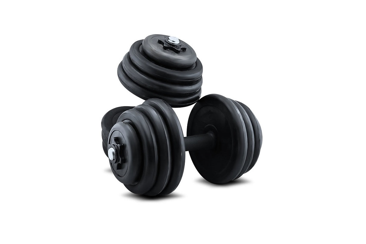 Dumbbells with slide and lock adjustment system