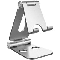 Thumbnail for Foldable aluminum tablet stand silver showing stable base