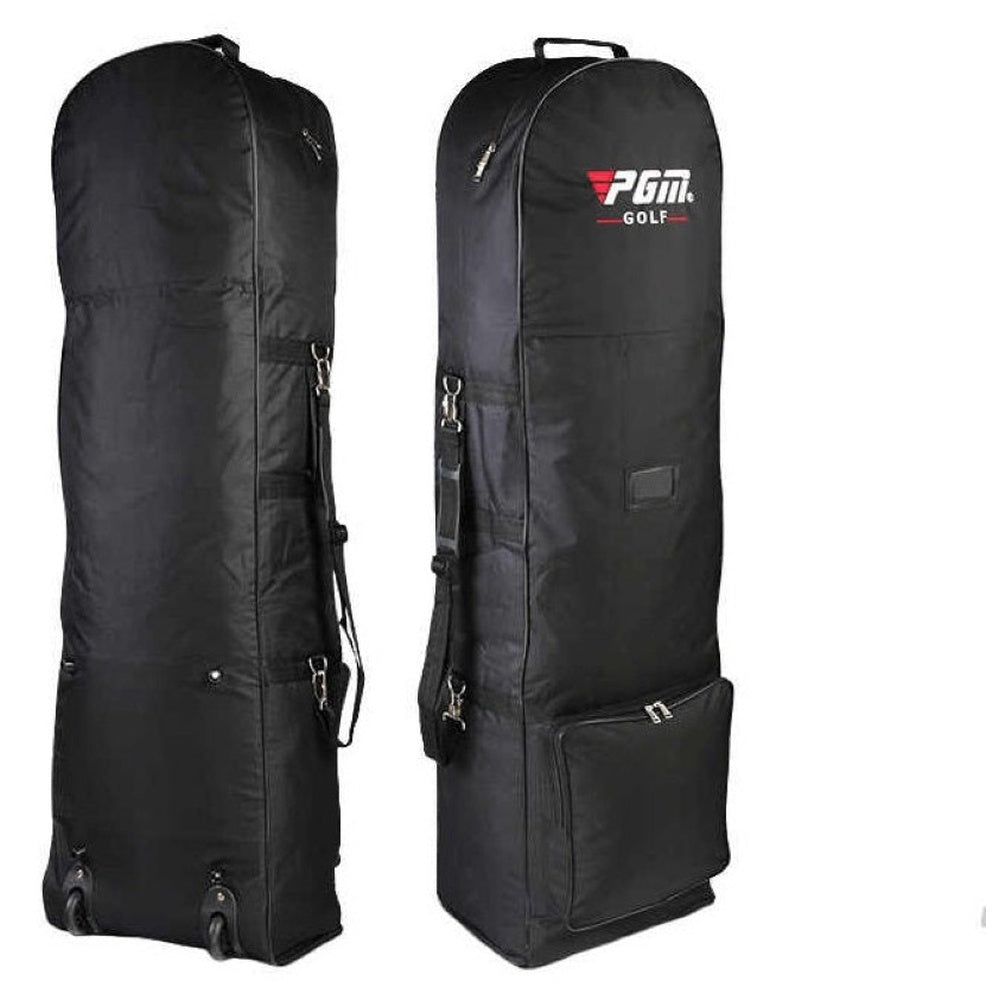 Golf travel bag with wheels black nylon front view