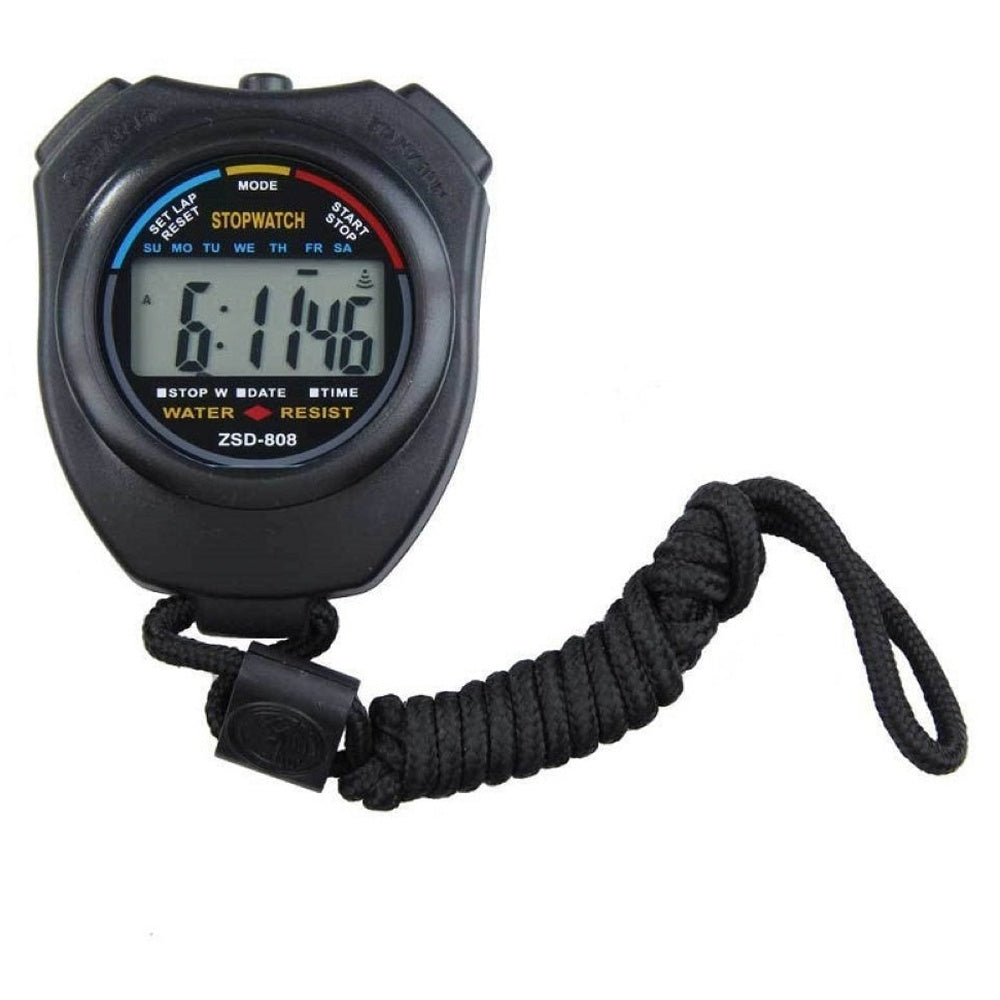 Digital sport stopwatch timer showing mode options