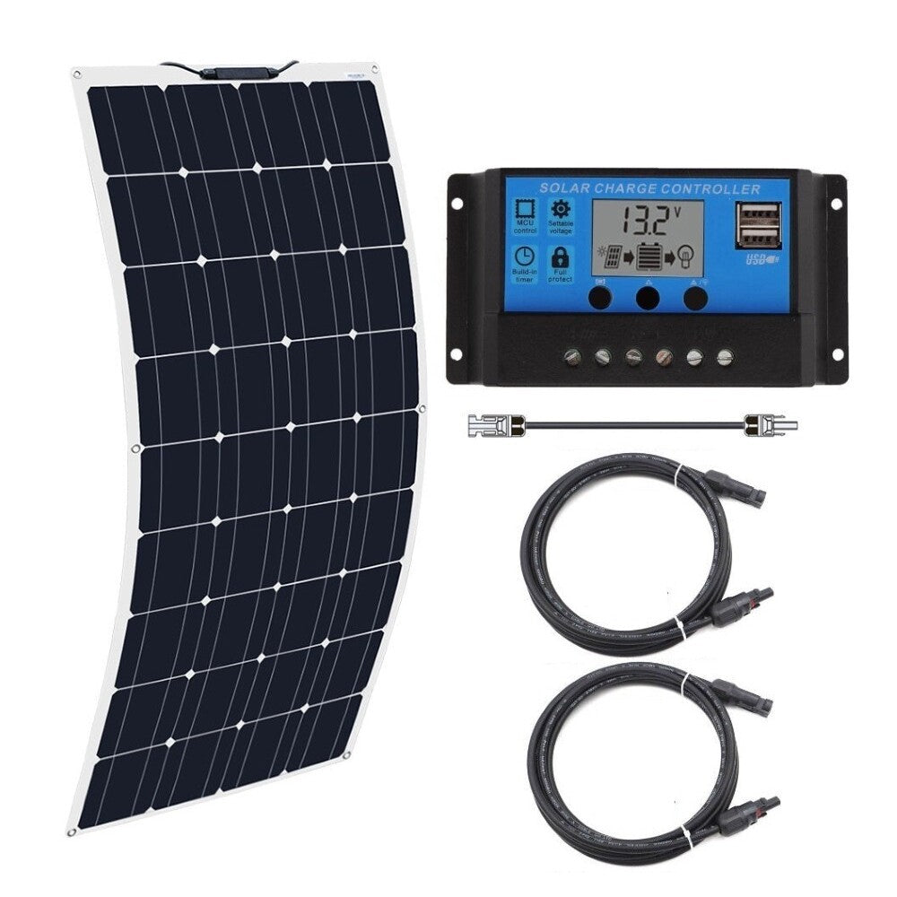 Flexible solar panel curved at 30 degrees